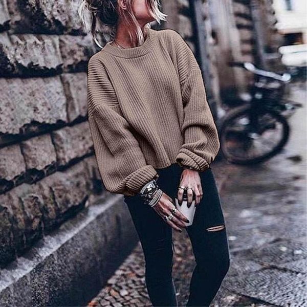 

women's sweaters winter clothes women pullover woman autumn long sleeve o-neck solid color lantern sweater pull femme mujer 2021, White;black
