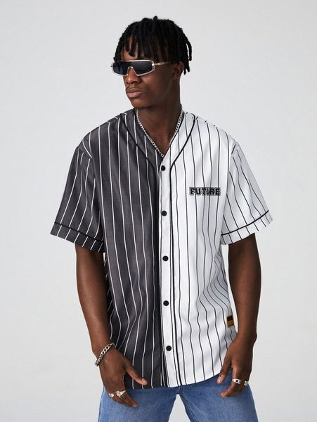 

men striped color block shirt m4gq#, White;black