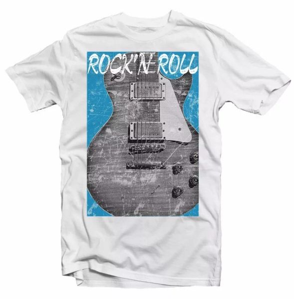 

Les Paul Guitar Rock and Roll white t-shirt FN9340, White;black