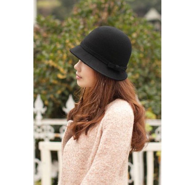 

stingy brim hats fashion women winter wool cloche flapper hat solid, Blue;gray