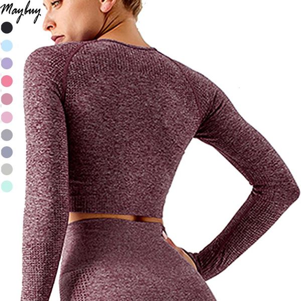 

1pcs long sleeve shirt women yoga workout crop activewear tank seamless sportswear sports gym athletic fitness suits outfit