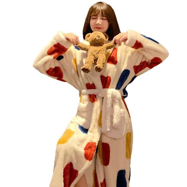 

coral fleece nightgown women winter flannel plus velvet warmth princess long sweet bathrobe spring autumn pajamas 71b women's sleepwear, Black;red