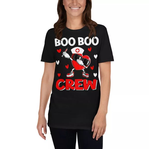 

boo boo crew funny valentine's day heart dabbing nurse lover t-shirt, White;black