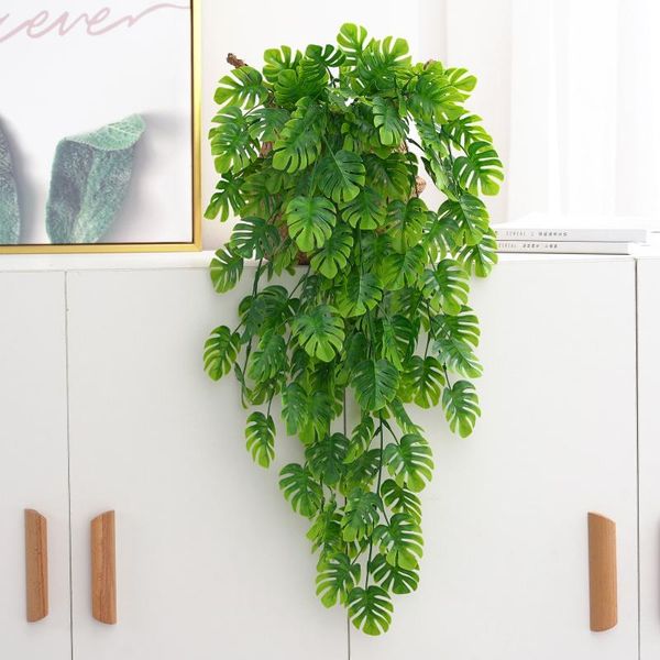 

decorative flowers & wreaths 76cm 5 forks green artificial hanging ivy fake plants radish monstera vine home garden wall celling party decor