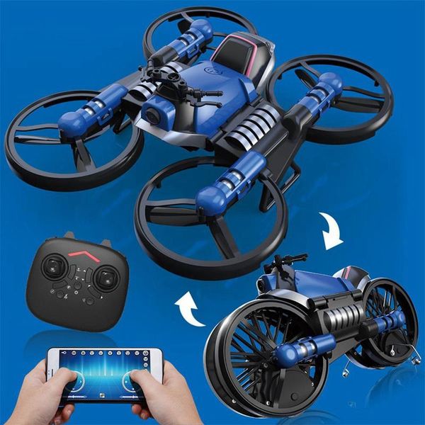 

drones 2.4g folding 2in1 rc drone deformation motorcycle with 650ma battery aerial pography quadcopter land-air model electric toy