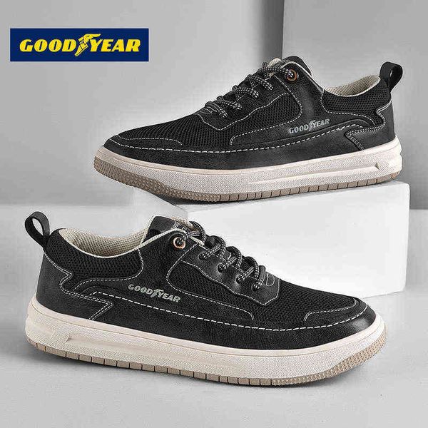 

goodyear men's shoes 2021 summer thick soled casual leather korean trendy board, Black;white