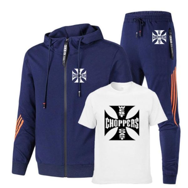 

men's tracksuits spring autumn jackets west race motorcycle printing cotton quality sweatshirt+t-shirt+pants 3-piece v, Gray