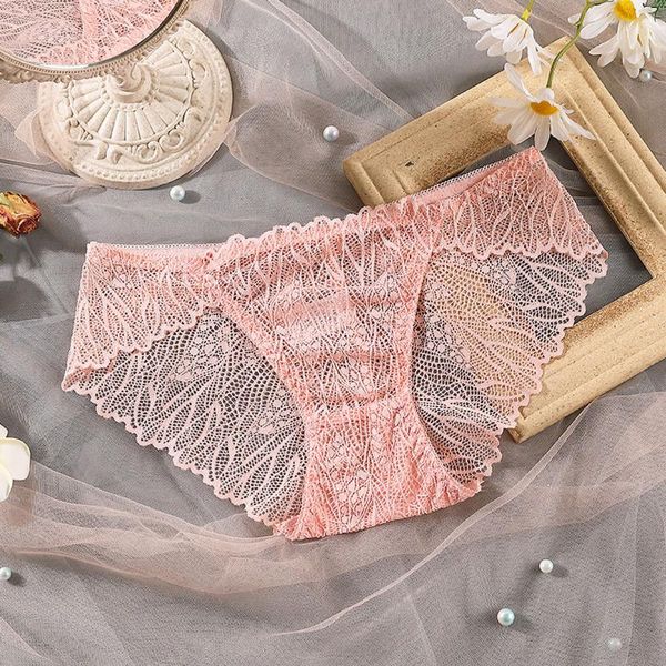 

women's panties kancoold women lace low-waist hollow briefs underwear perspective cotton close-fitting sensuality underpant, Black;pink