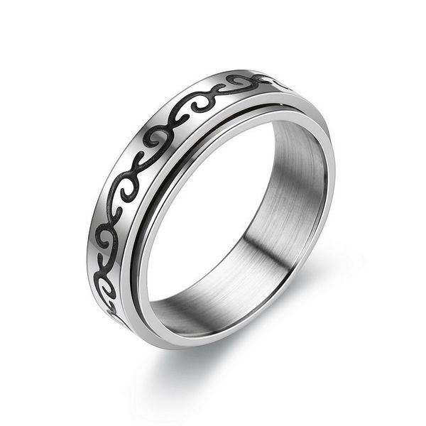 

stainless steel spinner ring for women men fidget band rings moon star sand blast finish flower stress relieving wedding promise, Silver