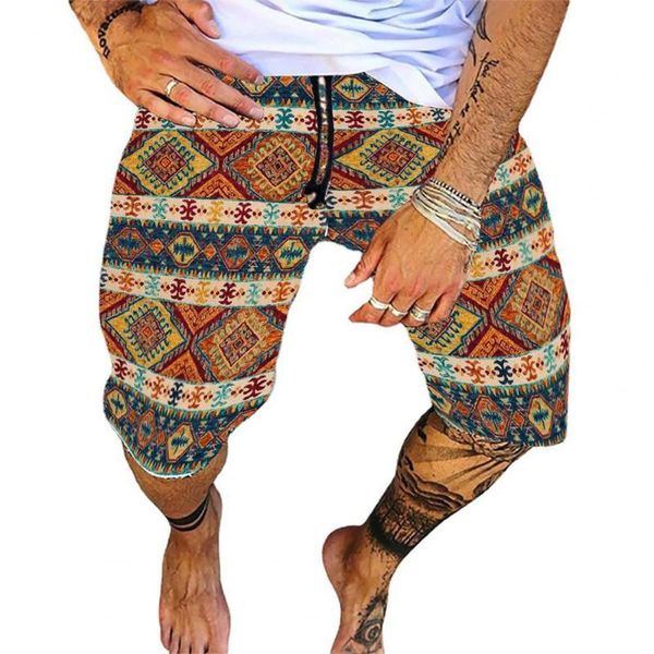 

men shorts straight-leg breathable cotton blend casual retro print for daily wear men's, White;black