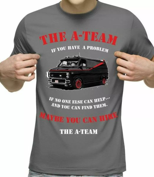 

the a-team t-shirt van mens funny 80's tv vigilante show mr-t fool fight grey, White;black