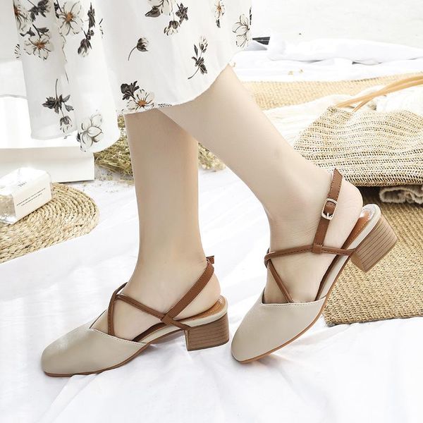 

square toe cross-tied gladiator sandals women back strap summer shoes mixed color sandalias mujer 2021 chunky heel slippers 247, Black