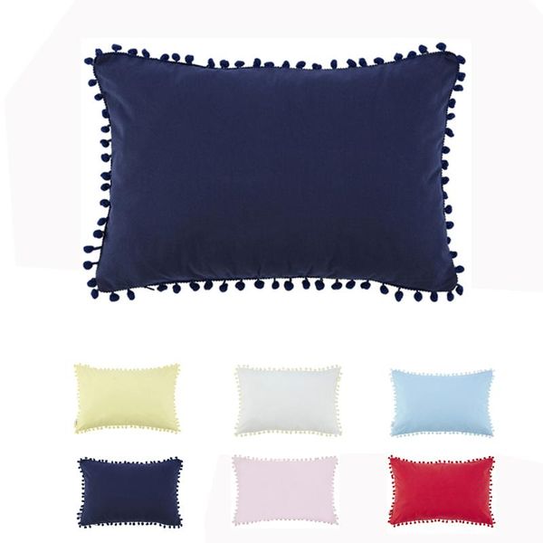

cushion/decorative pillow washed cotton sofa cushion cover with cute pompom ball 30x45/45x45/40x60/48x74/50x50/50x70/60x60cm decor case home