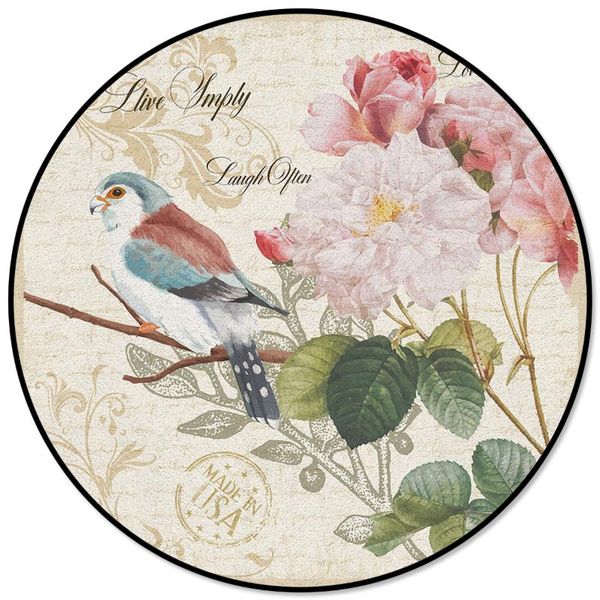 

carpets vintage letter bird rose flower retro pattern round children area rug floor mat living room bedroom carpet coffee table