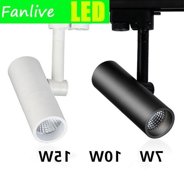 

track lights fanlive 8pcs cob 7w 10w 15w lamp spot light led rail lighting ac85-265v living room black white housing