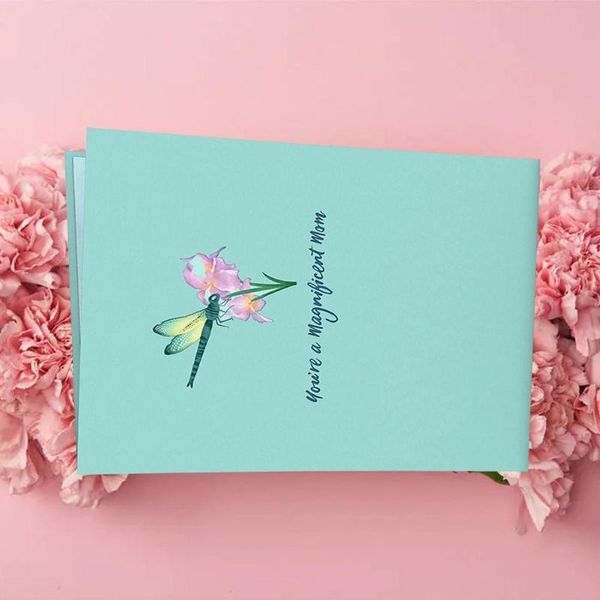 

dragonfly card greeting mother's day birthday up shaped festival postcards gifts carving invitations paper heart cards