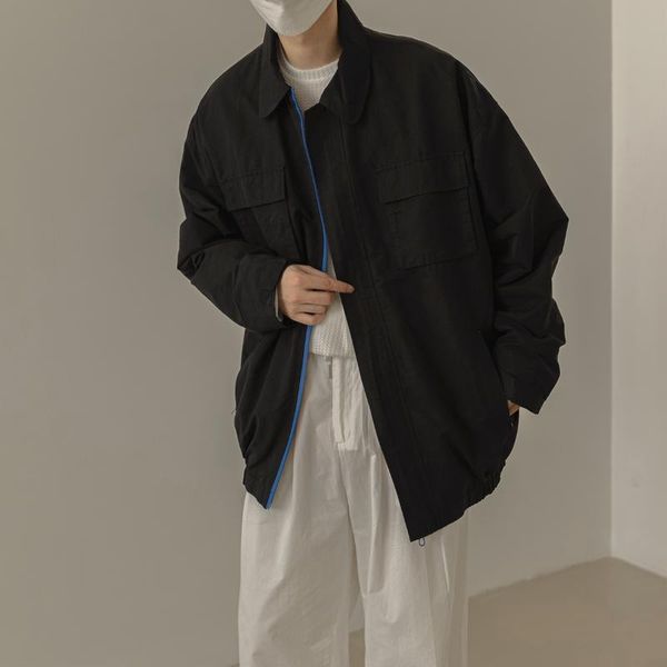 

men's jackets winter korean style retro multi-pocket lapel jacket quilted thickened long-sleeved casual loose cotton coat, Black;brown