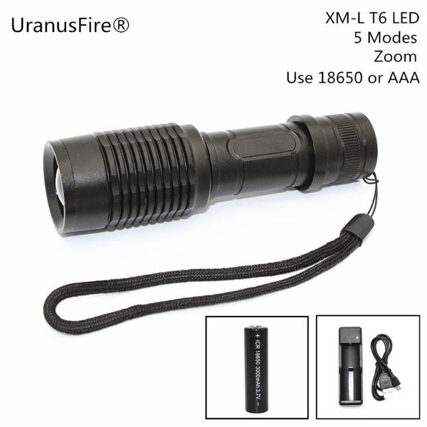 

camping light 5 modes lights t6 led lamp convex lens zoomable lantern use or 18650 battery flashlights torches