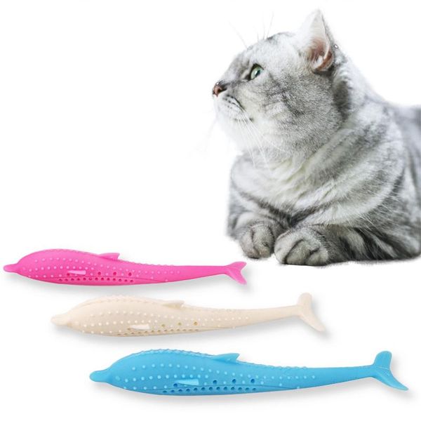 

cat toys silicone toy toothbrush dog molars chew fish catnip pet supplies funny interactive with