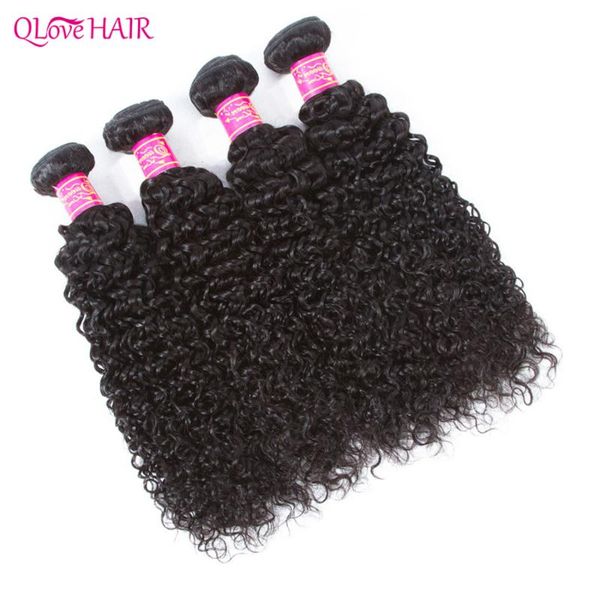

human hair bulks qlove brazilian kinky curly 3/4 bundles jerry weaves natural color full ends remy extensions, Black