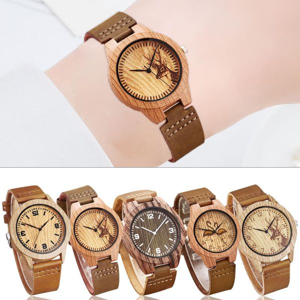 

low-key luxury leather watchband wooden dial personality watch reveals your temperament also a for family wristwatches, Slivery;brown