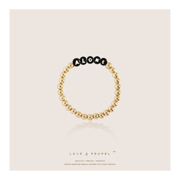 

qingdao jewelry letter bracelet fashion simple girlfriends lovers beaded bracelet jewelry, Black