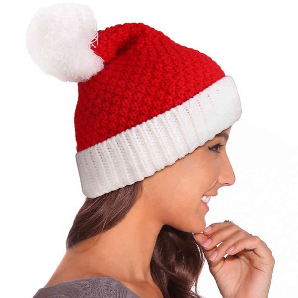 

cross-border christmas hats knitted winter knitting hat jacquard new year gifts red woman winter hat, Blue;gray