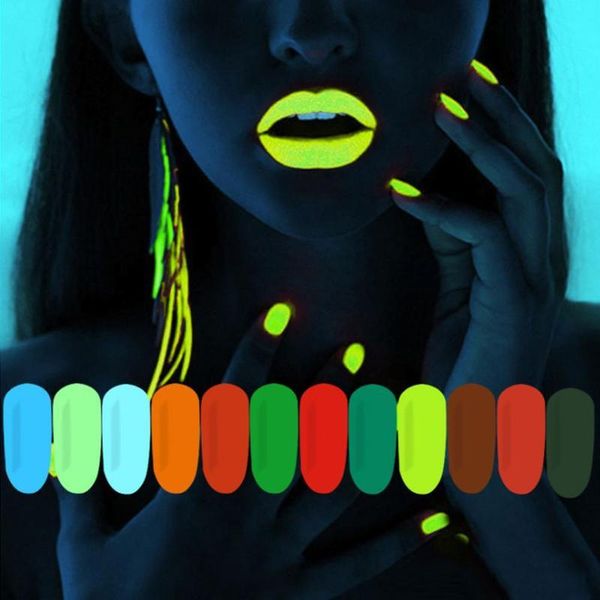 

nail art kits 12 colors glow in dark glitter phosphorescent powder luminous fluorescent