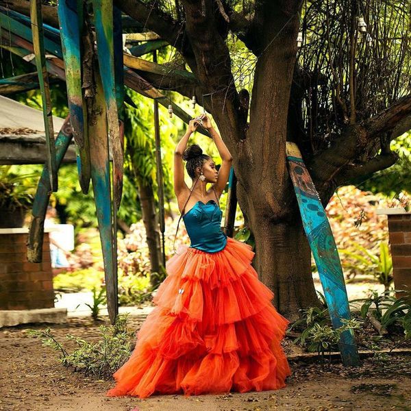 

skirts orange puffy tulle layer ruffles elastic skirt butterfly plus size women maxi po shoot custom made, Black