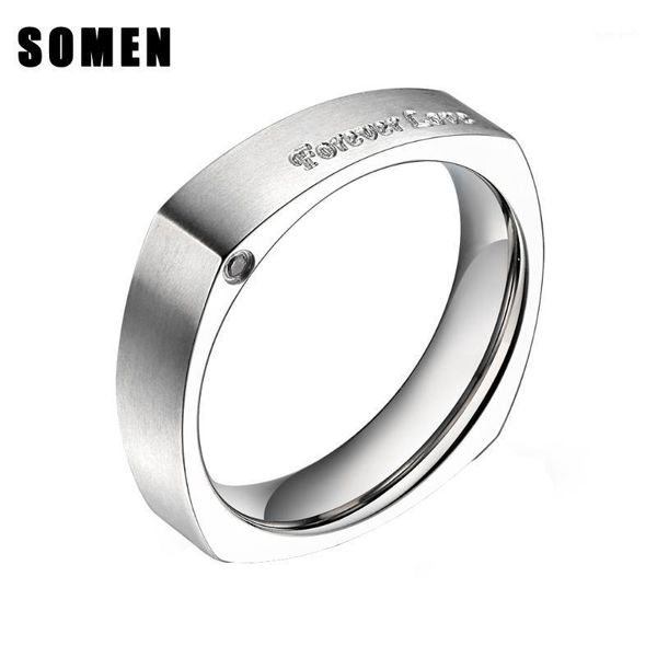 

wedding rings punk rock retro style forever love engraved square ring silver color titanium women engagement men fashion jewelry1, Slivery;golden