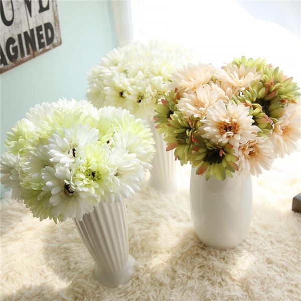 

silk artificial daisy flowers 7 heads bouquet vivid gerbera home wedding decoration decorative & wreaths