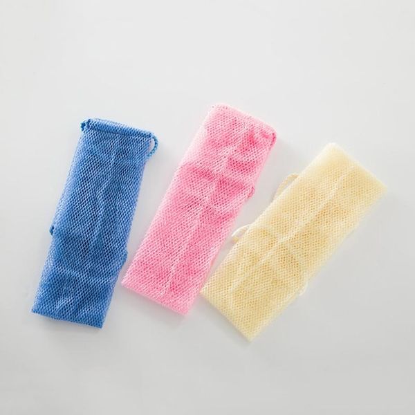 Dupla alça puxar banho toalha de banho nylon tecido puro cor traseira esfregar esponja bandas flor casa casa de banho durável Instock