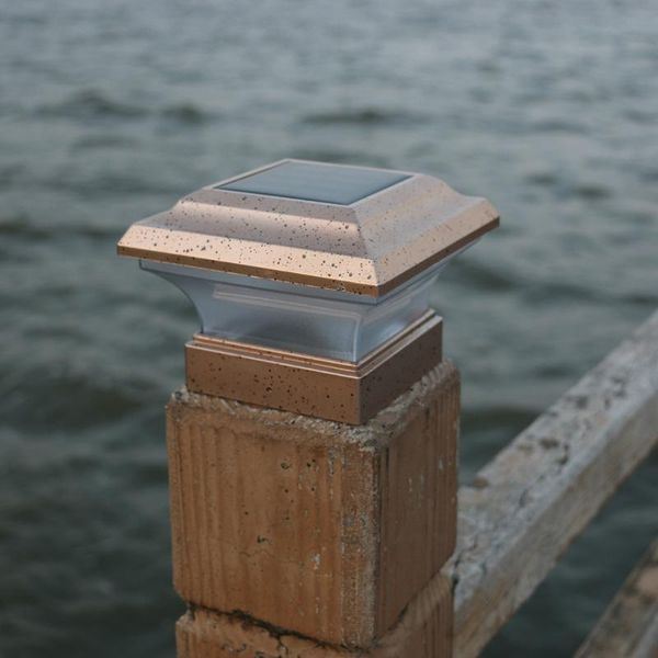 

solar lamps powered led column deck cap lamp waterproof light decoration for garden, yard, lawnscape