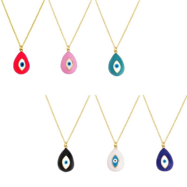 

pendant necklaces colorful evil eye enamel charm drop earrings personality necklace special jewelry for women men rock party 2022, Silver