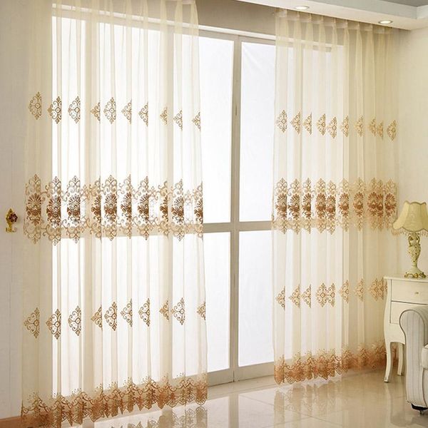 

curtain & drapes curtains for living room embroidered tulle european luxury gold floral lace bottom delicate french window cortina tenda