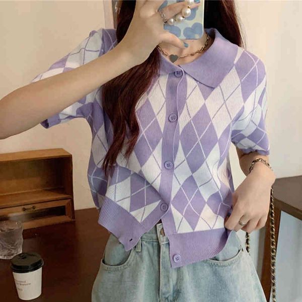 

women's sweaters argyle-female sweater short sleeve, vintage, button-studded cardigan, women's fashions will see hm38, White;black