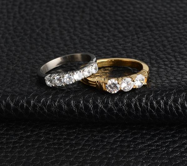 Anéis de casamento Aço inoxidável na moda zircão cor de prata Ametista Aquamarine Ring para mulheres Cocktaill Engagement Presente