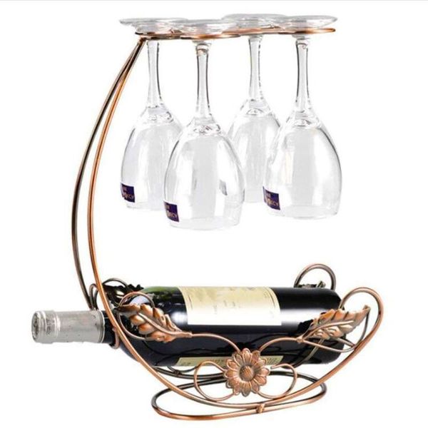 

Creative Classical Metal Wine Rack Hanging Glass Holder Bar Stand Bracket Display Decor Christmas Decoration Hooks & Rails