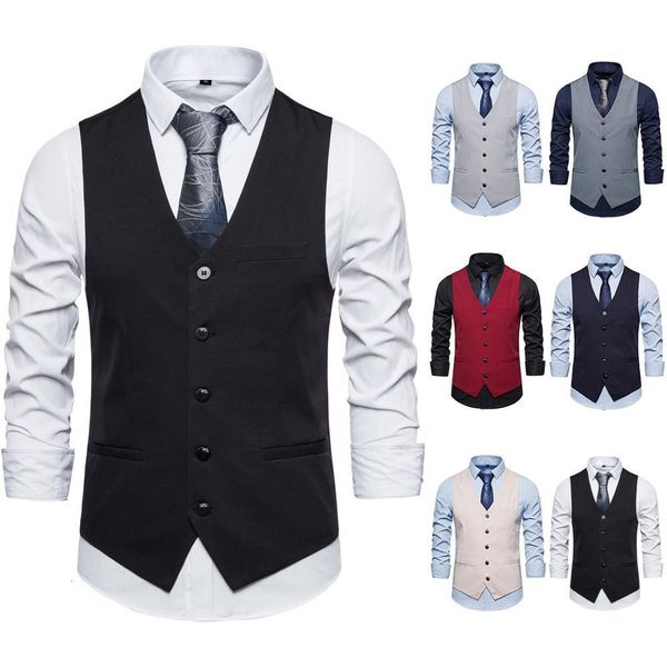 

male single haphazard business gentleman vest suit (no tie shirt), Black
