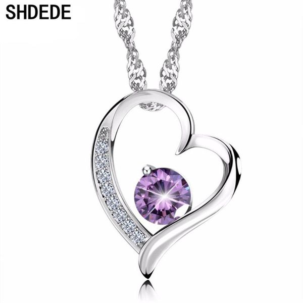 

pendant necklaces shdede classic heart necklace crystal from women fashion jewelry accessories valentine's day gift +, Silver