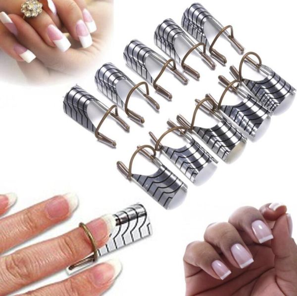 

nail art kits 5 pcs/set silver aluminum reusable extension finger care form guide light armor tools glitter poly building gel