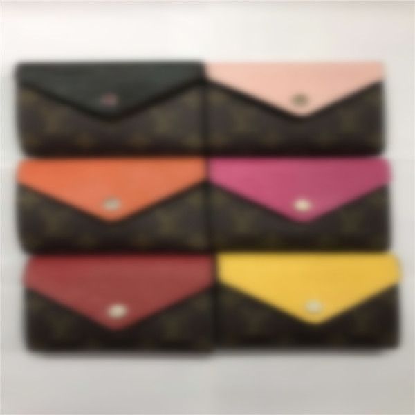 

luxury brand seven color wholesale ladies long and short wallet multicolor coin wallet cardholder original female classic secret button pock, Red;black