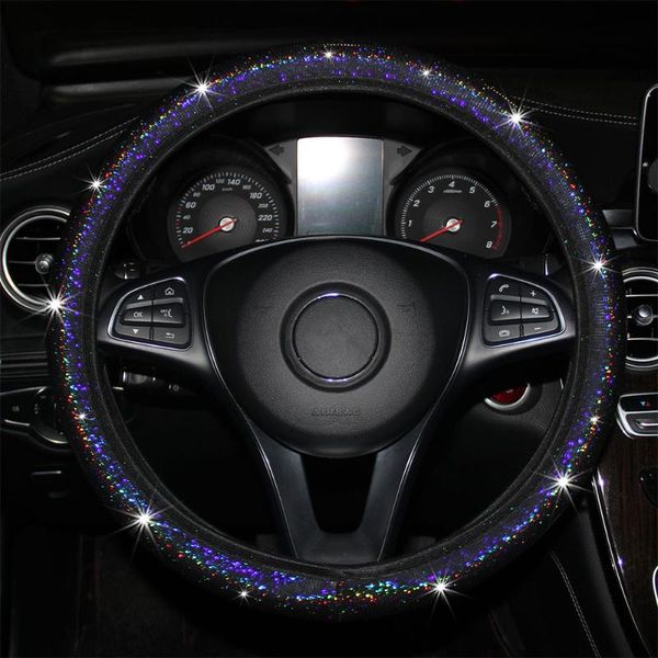 

car steering wheel cover bling universal 37-38cm steering-wheel protector case for women girls auto styling accessories covers