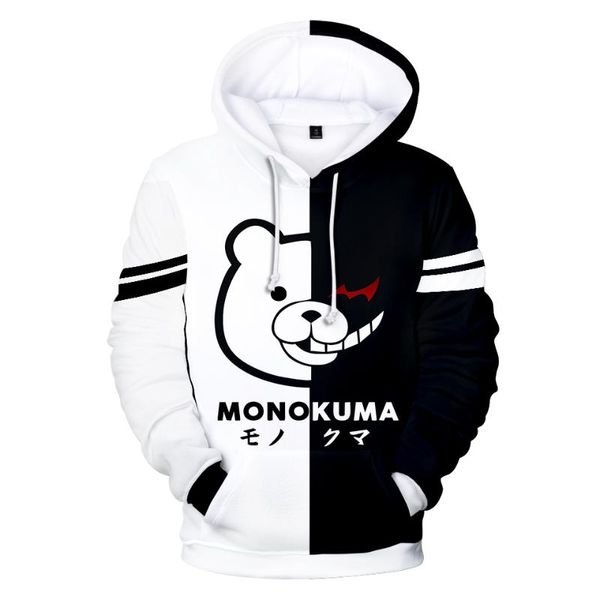 

men's hoodies & sweatshirts autumn boys girls 3d monokuma men women fashion hip hop anime black and white hooded pullovers