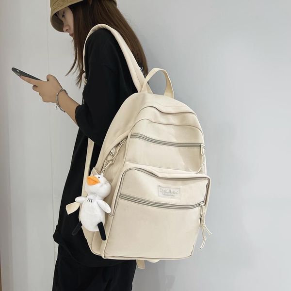 

backpack fashion nylon waterproof man trendy solid color anti-theft lapschool bags for boys purses women