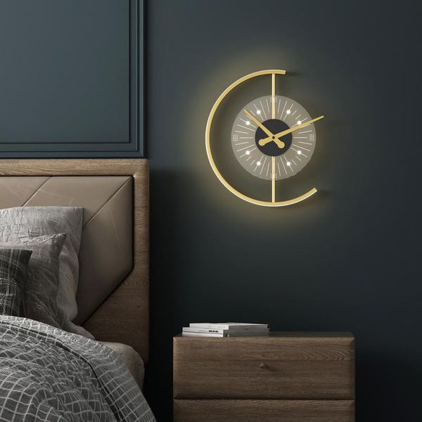 

modern wall lamp for living room bedroom bedside aisle loft golden exquisite acrylic clock model design indoor decoration light