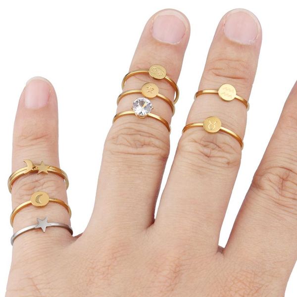 

stainless steel jewelry ring men women constellation star accessory love personality combination cluster rings, Golden;silver