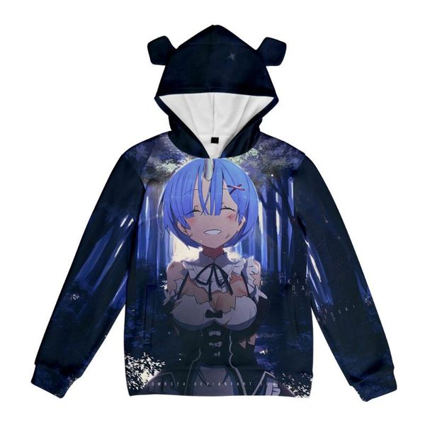 

men's hoodies & sweatshirts re:life in a different world from zero pig ear hooded sweatshirt women/men clothes casual hoodie fy01767x02, Black