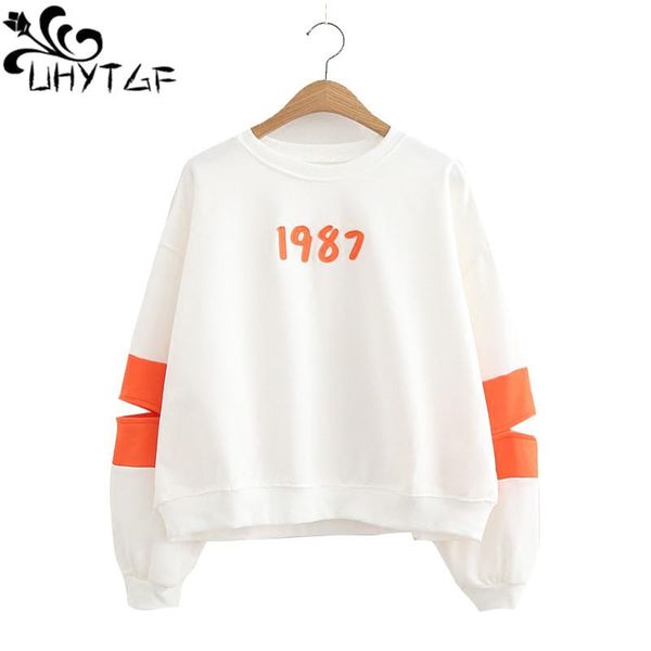 

women's hoodies & sweatshirts uhytgf women spring autumn sweatshirt coat college style 2021 long sleeve wild basic plus size female ja, Black
