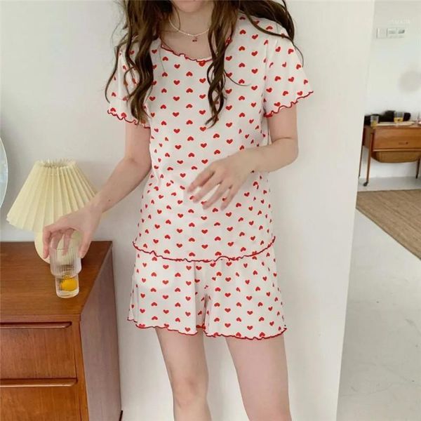 

women's tracksuits summer casual women solid print two piece set korean fashion ruffled collar short sleeve elastic waist shorts sweet, Gray